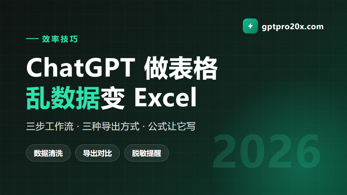 用 ChatGPT 做表格 从乱数据到 Excel 完整工作流 2026
