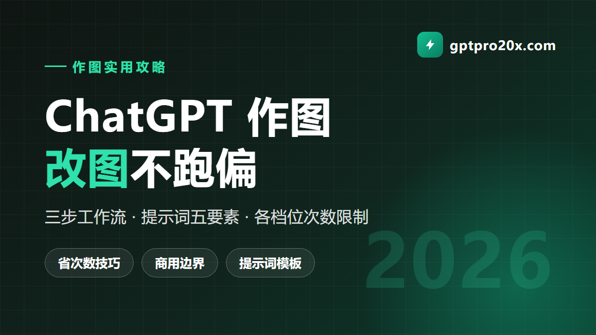ChatGPT 作图全攻略 提示词 改图不跑偏 次数限制 2026